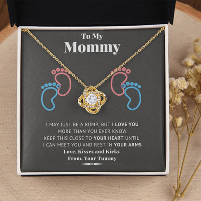 To My Mommy Baby Feet Heart First Time Mom Mom To Be Baby Shower Gift Expecting Mother Pendant Necklace Gift Set New Mom Gender  Love Knot Necklace
