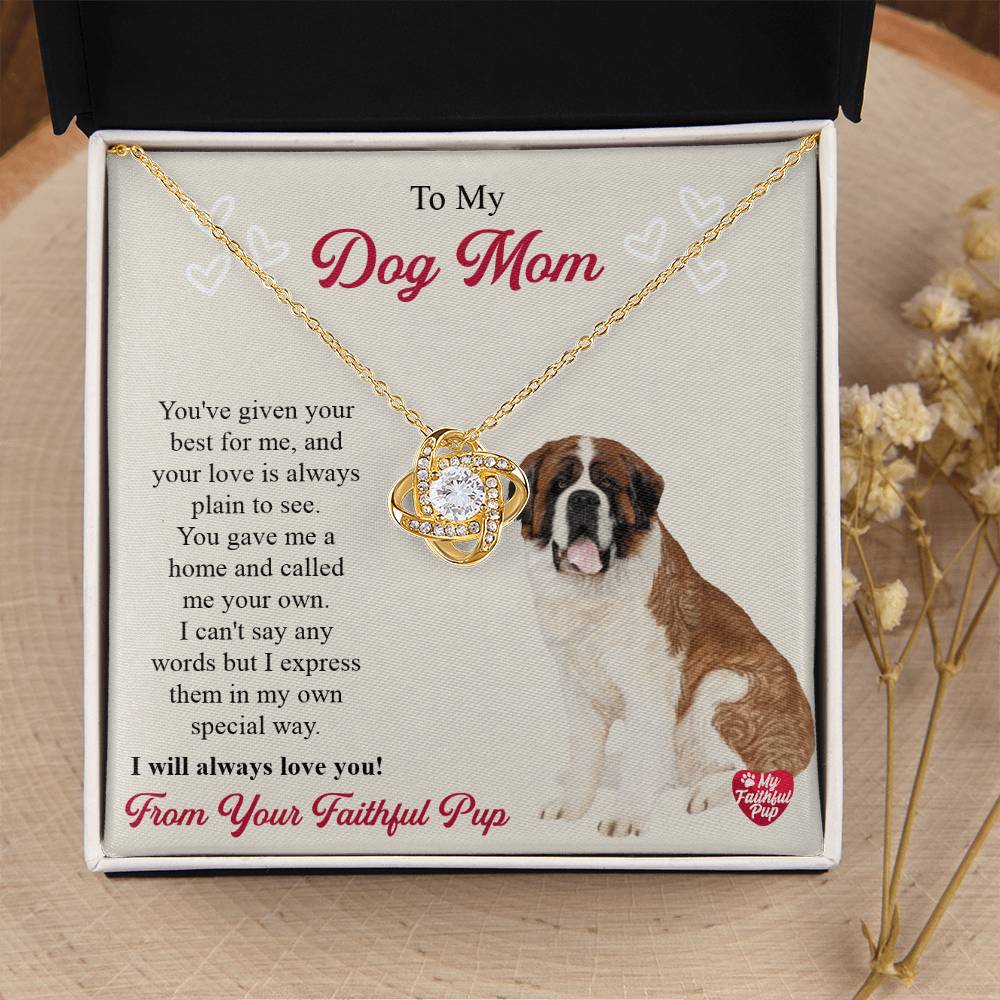 Saint Bernard Necklace Gift For Lab Mom Gift For Dog Lover Dog Mom Gift Golden Lab Gift Labrador Mom Pet Parent Jewelry St. Bernard Love Knot Necklace