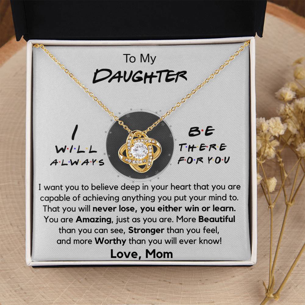 To My Daughter  Daughter Gift From Mom Christmas Gift Daughter Birthday Graduatio Love Knot Necklace
