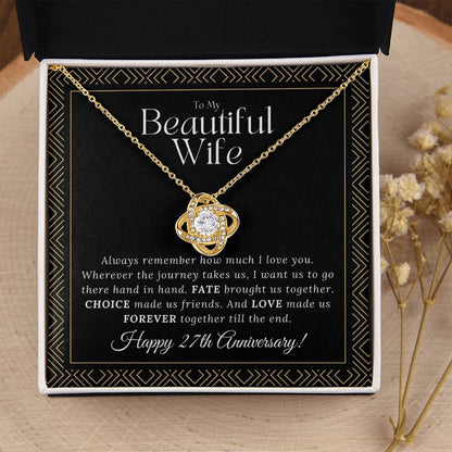 27 Year Anniversary Gift For Wife 27 Year Anniversary Gifts 27 Year Wedding Anniversary Gift Ideas 27Th Wedding Anniversary Gift F Love Knot Necklace