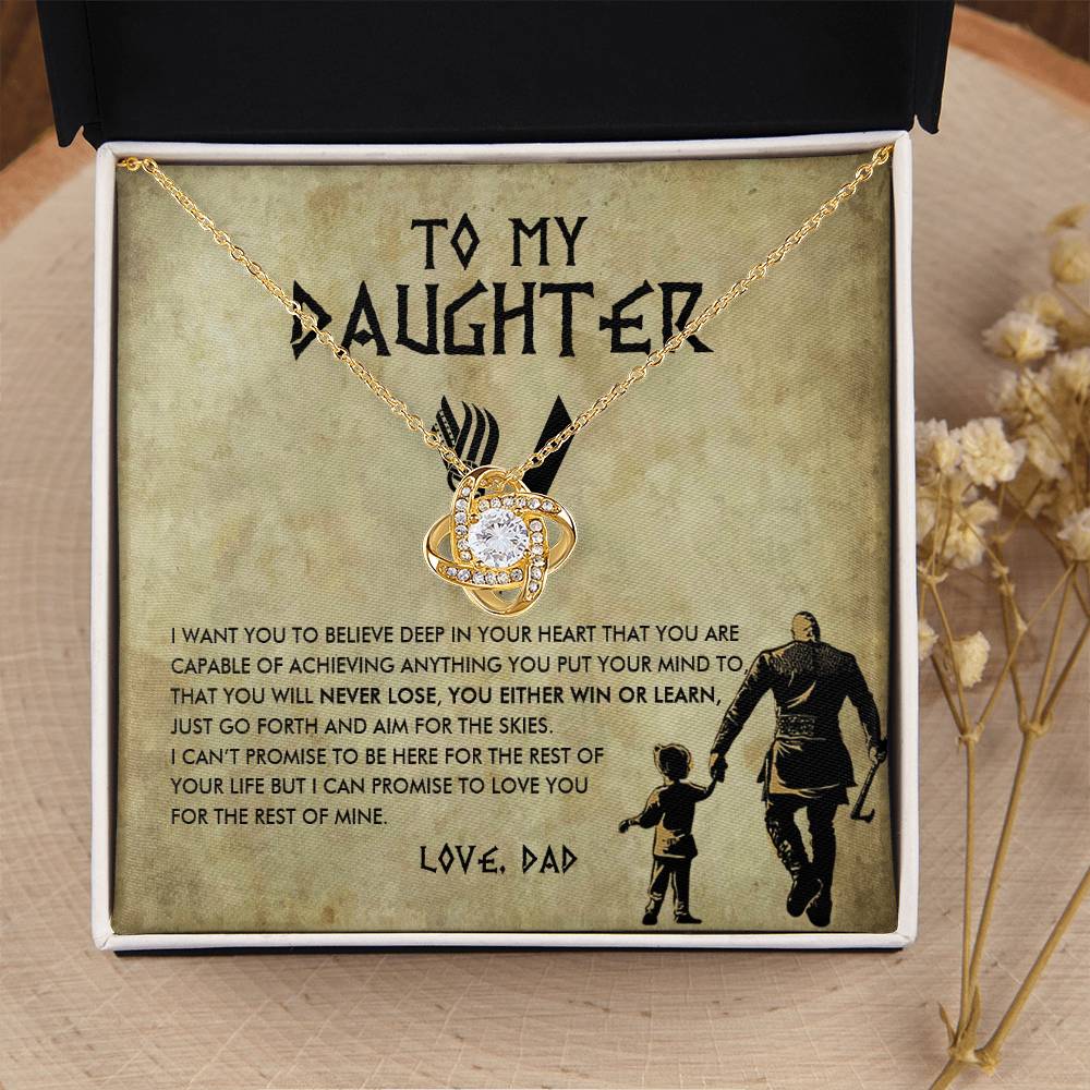 To My Daughter Jewelry With Luxury Box Daughter Birthday Gift Viking Girl  Bold Brave Strong Viking Dad Chr Love Knot Necklace