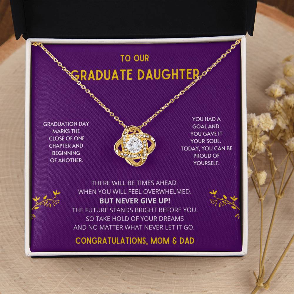 The Future Stands Bright Before You! Graduate Daughter - Necklace College Graduation Gift For Her High School Sen Love Knot Necklace