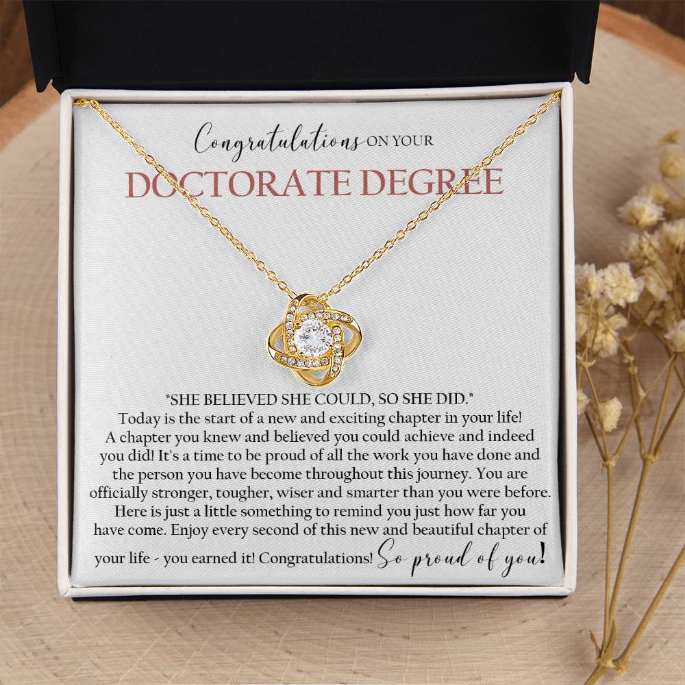 Doctorate Degree Graduation Gift Necklace Graduating Class Of 2022 Doctoral Degree Graduation Gift For Her Love Knot Necklace