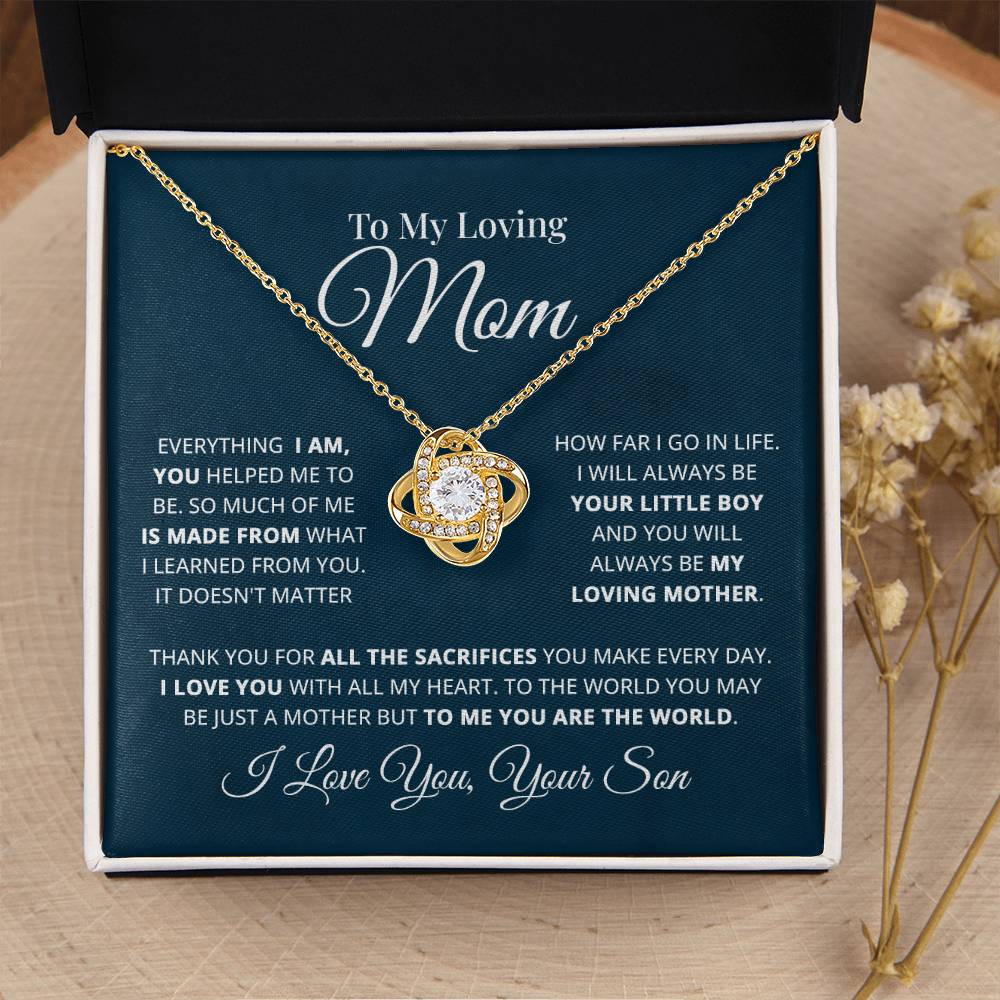 To My Loving Mom Necklace Gift For Mom From Son Mother's Day Gift Mom Birthday P Love Knot Necklace