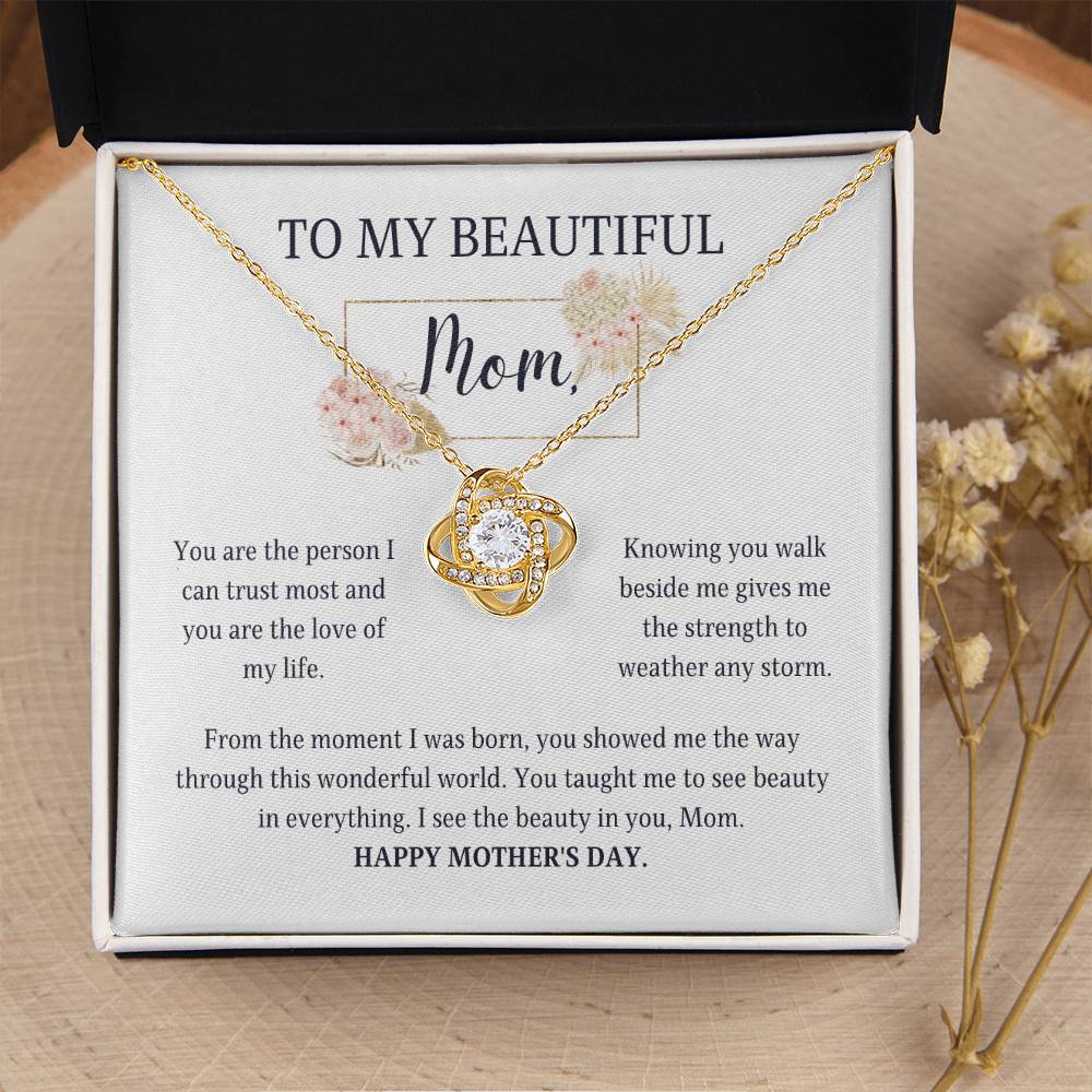 Love Not Necklace Sterling Silver Mother's Day Gift - I See The Beauty In You Mom Love Knot Necklace