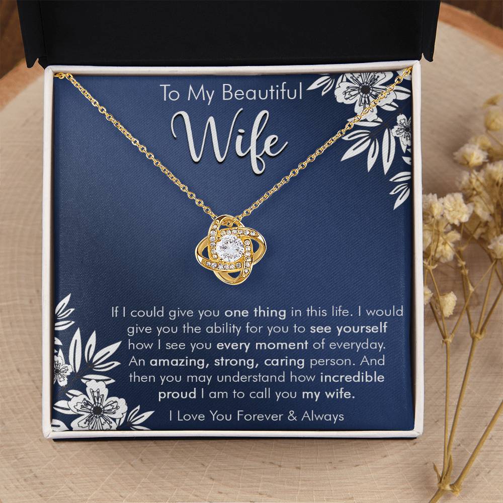 Gift For Wife I See You Everyday Navy Flower Love Knot Necklace Love Knot Necklace