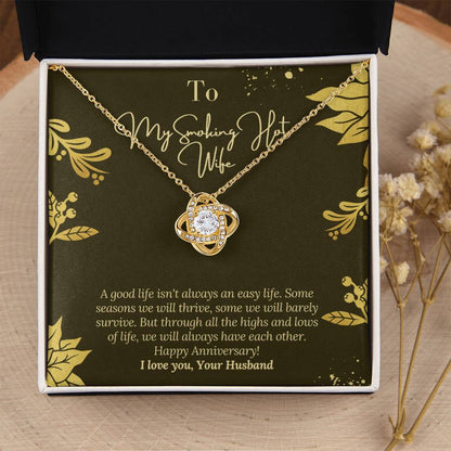 Happy Anniversary To Wife With Message Card From Husband To Wife Happy Anniversary Gift Jewelry For Wife Necklace Gift Fo Love Knot Necklace