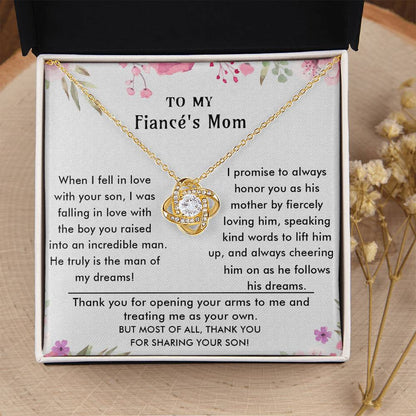 To My Fiancé's Mom - Luxury Gift For Mother's Day Love Knot Necklace