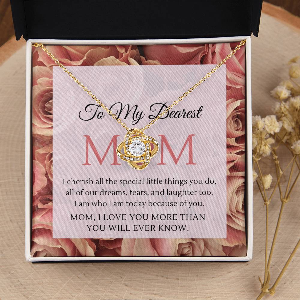Mom I Love You More Than You Will Ever Know Cz Pendant And Earrings Gift Set Love Knot Necklace