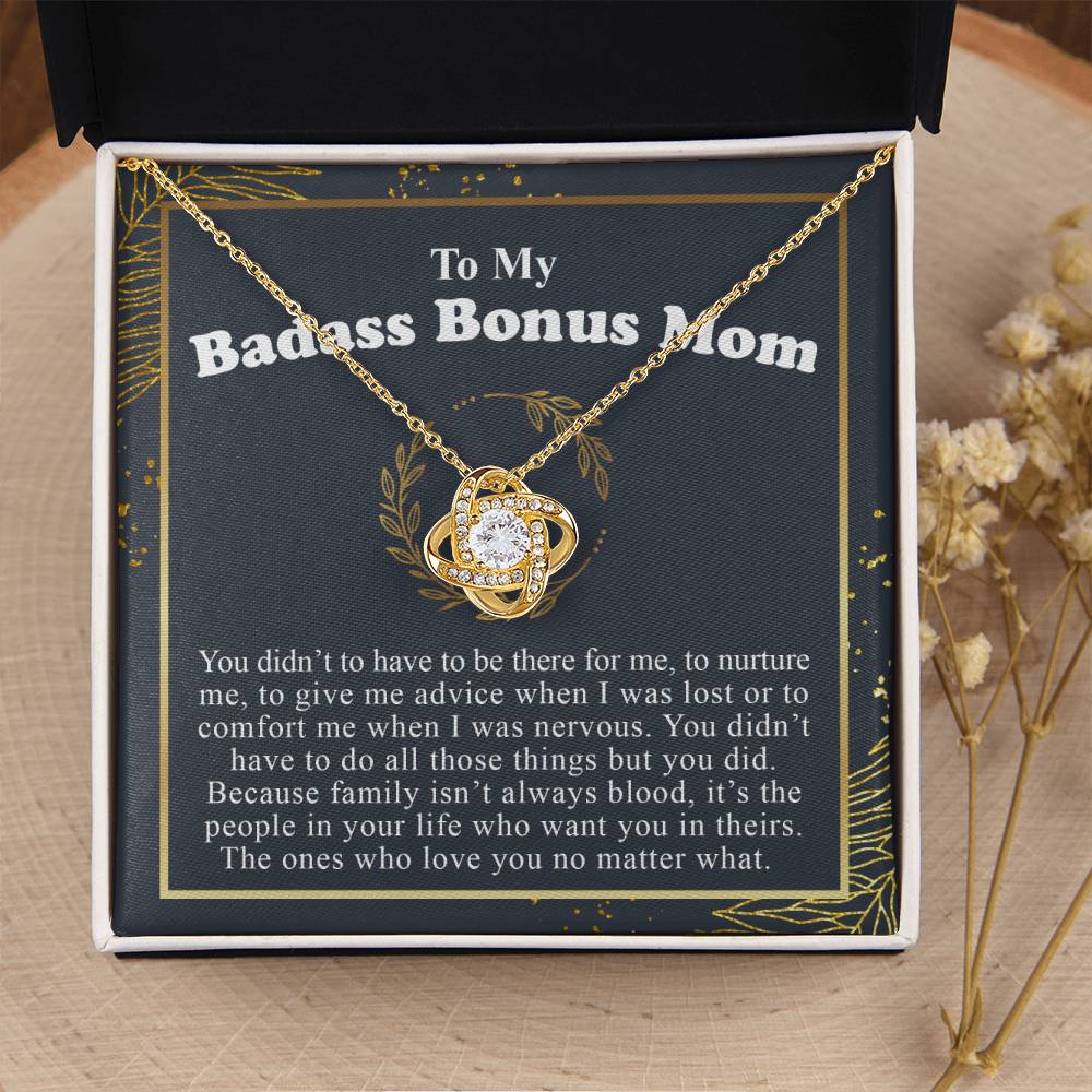 To My Badass Bonus Mom Love Knot Necklace