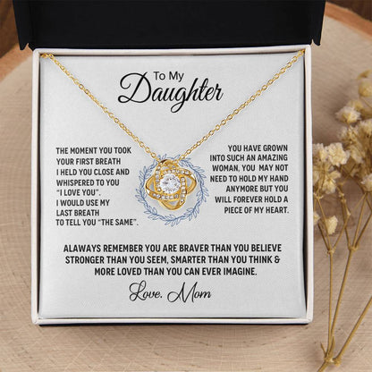 14K White Gold To My Beautiful Daughter - Love Knot Necklace