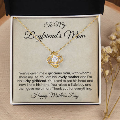 To My Boyfriend's Mom Necklace Happy Mother's Day Mother's Day Gift For Mom Of Boyfriend Love Knot Necklace