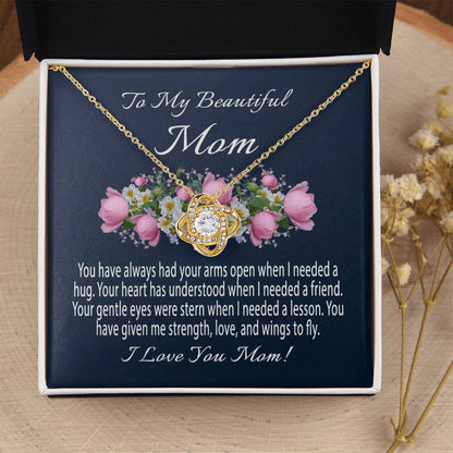 Mothers Day Gift From Daughter Mother's Day Necklace To My Beautiful Mom Necklace Mom Gift From Son Mom Necklace 5 Love Knot Necklace