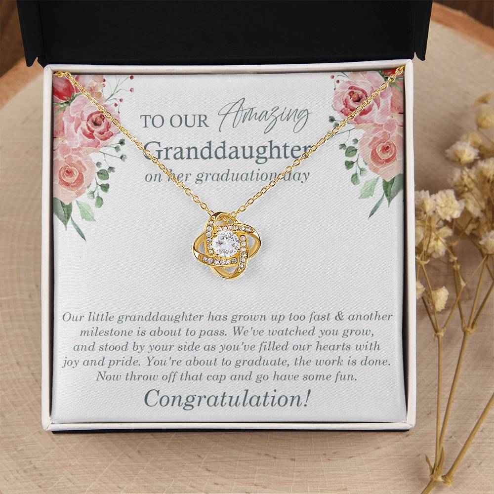 To Our Amazing Granddaughter Congrats On Her Graduation Graduation Gift Gift From Grandma & Grandpa For Granddaughter Love Knot Necklace