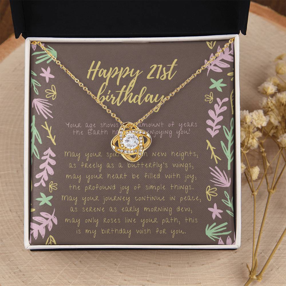Happy 21St Birthday Necklace 21St Birthday Gift For Her 21St Birthday Gift For Women 21St Birthday Gift Necklace Happy 21St Birthday Friend 21St Birthday Gift 21 Love Knot Necklace