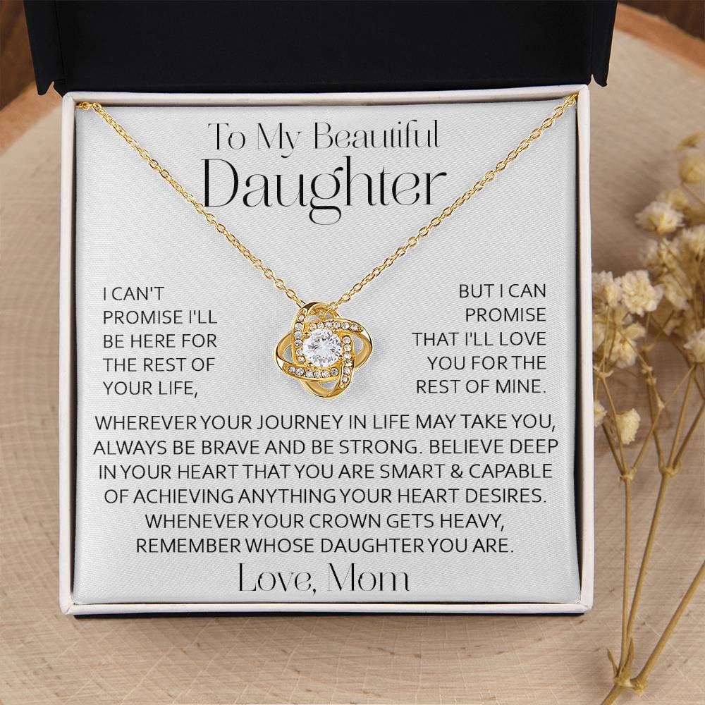 To My Beautiful Daughter Necklace Daughter Gift From Mom Daughter Birthday Graduation Christmas Gift F Love Knot Necklace