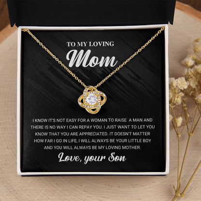 To My Loving Mom Necklace Gift For Mom From Son Mom Birthday Gift Mother's Da Love Knot Necklace