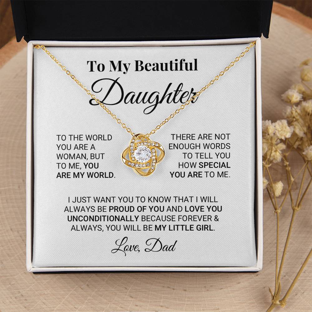My Daughter My World Ne Love Knot Necklace