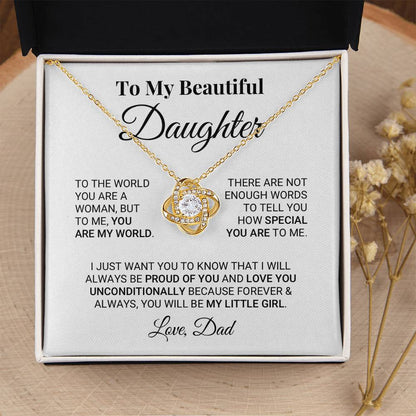 My Daughter My World Ne Love Knot Necklace