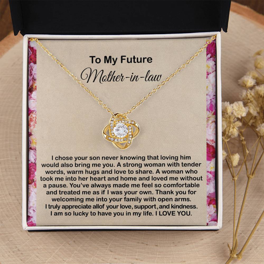 To My Mother In Law Necklace From Daughter Gift To Mother-In-Law For Christmas Birthday Mother's Day Message Card To Mom-In-Law Love Knot Necklace