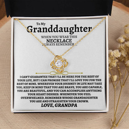 To My Granddaughter Necklace Granddaughter Jewelry Gift From Grandpa Meaningful Gift For Her Love Knot Necklace
