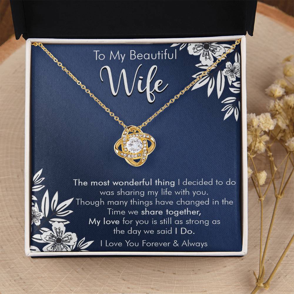Gift For Wife I Do Navy Flower Love Knot Necklace Love Knot Necklace