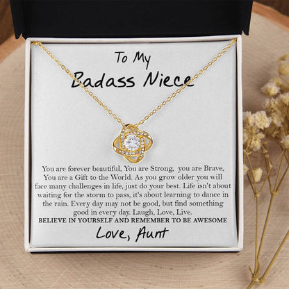 To My Badass Niece Necklace Gift For Niece From Aunt Gift For Birthday Wedding Graduation Auntie To Niec Love Knot Necklace