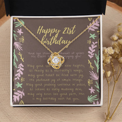 Happy 21St Birthday Necklace 21St Birthday Gift For Her 21St Birthday Gift For Women 21St Birthday Gift Necklace Happy Love Knot Necklace