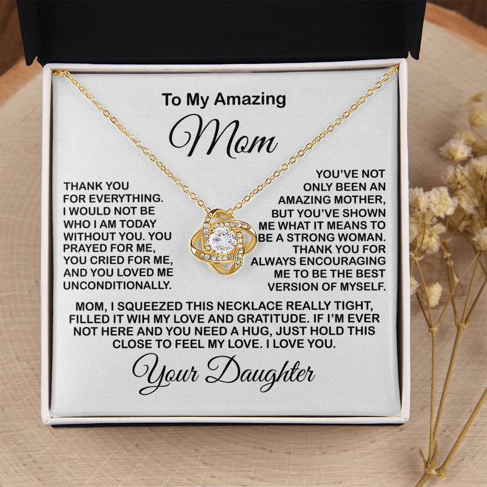 Present For Mom From Daughter Love Knot Necklace