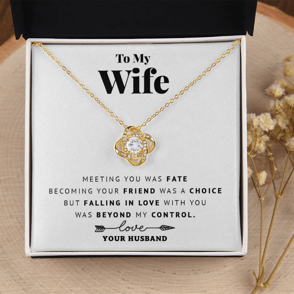 To My Wife - Meeting You Was  Love Knot Necklace
