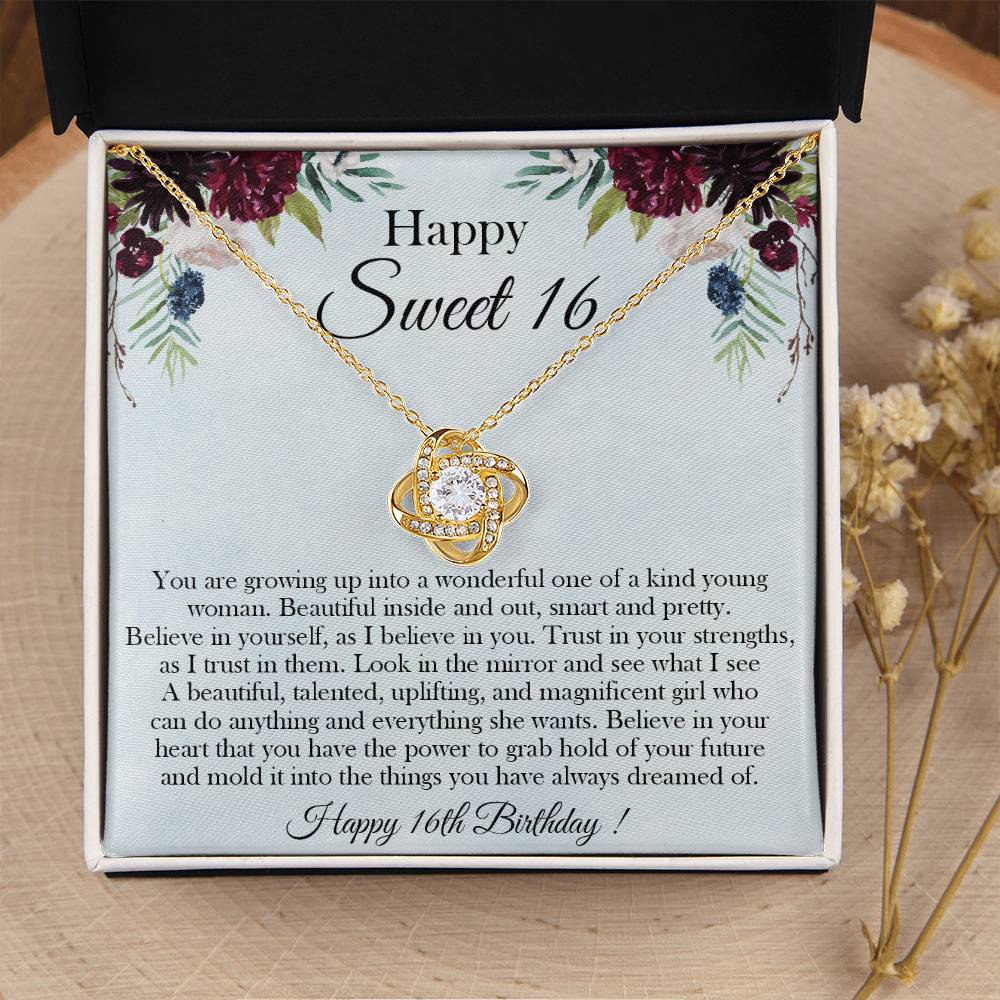 Sweet 16 Gift 16Th Birthday Gift For Her Sweet 16 Necklace Gift For 16 Year Old Girl Love Knot Necklace