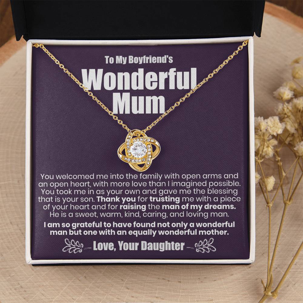 To My Boyfriend's Wonderful Mum - The Love Knot Necklace Love Knot Necklace