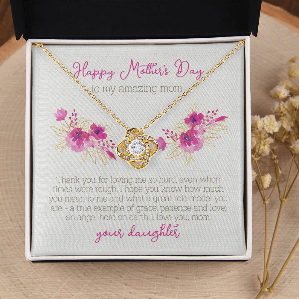 Mother's Day Gift From Daughter Love Knot Necklace Mother's Day Jewelry Cubic Zirconia Necklace Love Knot Necklace