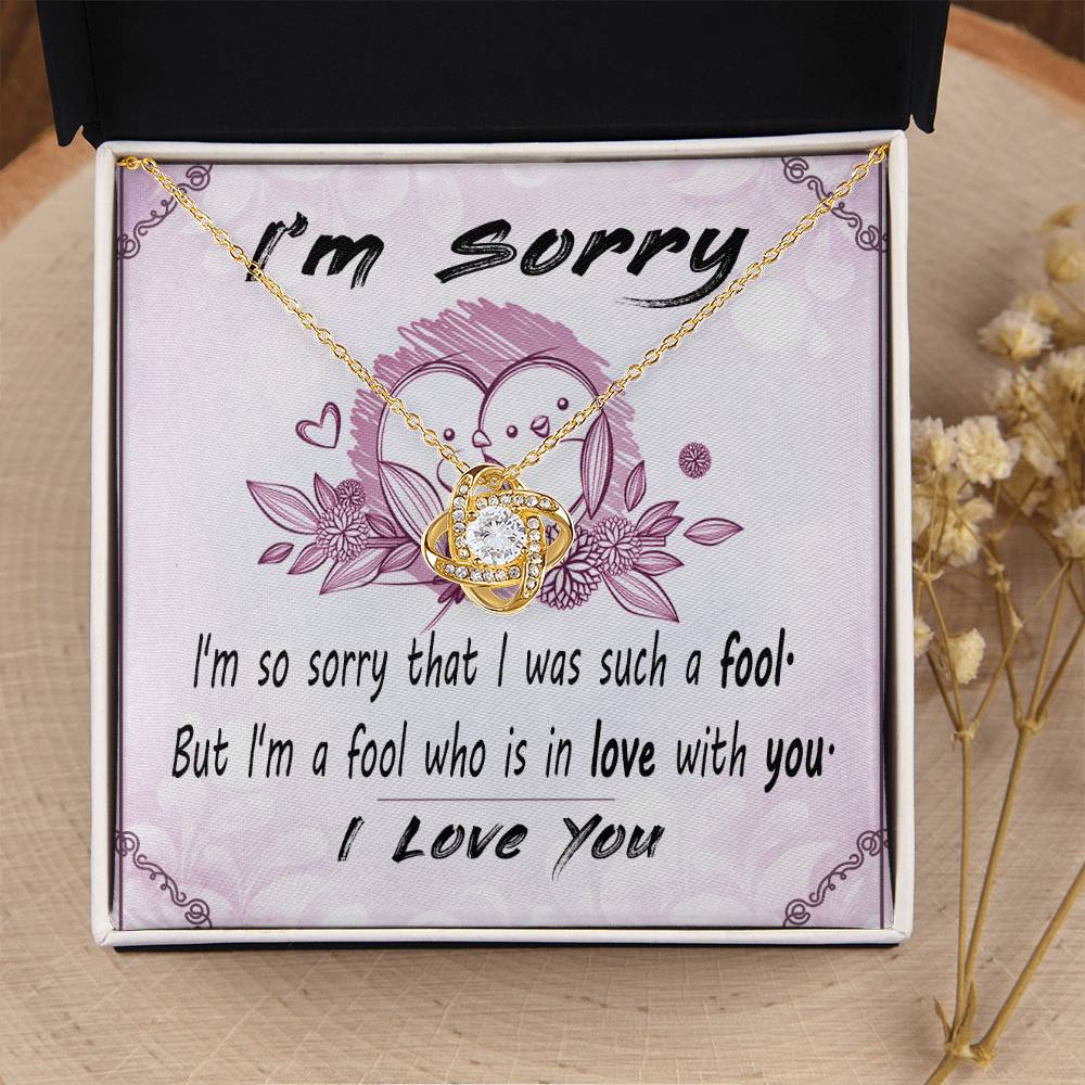 I'm Sorry Message Card Necklace For Wife Apology Gift F Love Knot Necklace