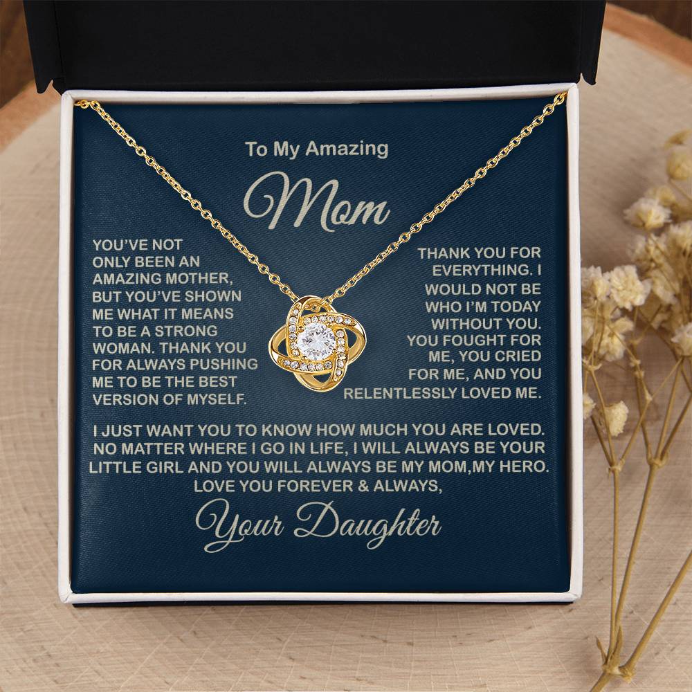 To My Amazing Mom Necklace Gift For Mom From Daughter Sentimental Gift Mother's Day Gift Love Knot Necklace
