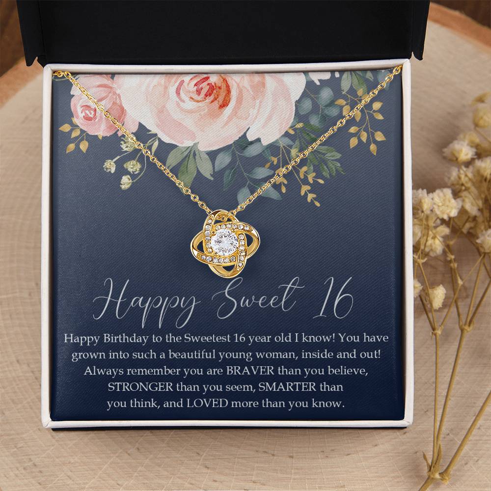 Sweet 16 Gift 16Th Birthday Gift Girl Necklace Sweet 16 Necklace Love Knot Necklace