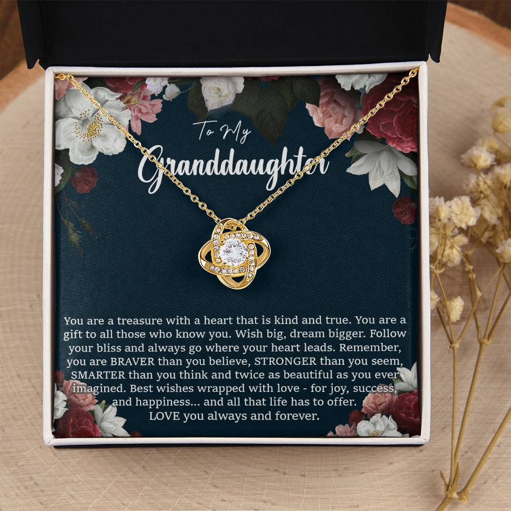 To My Granddaughter Necklace Granddaughter Gift From Grandma Birthday Graduation Gift Love Knot Necklace