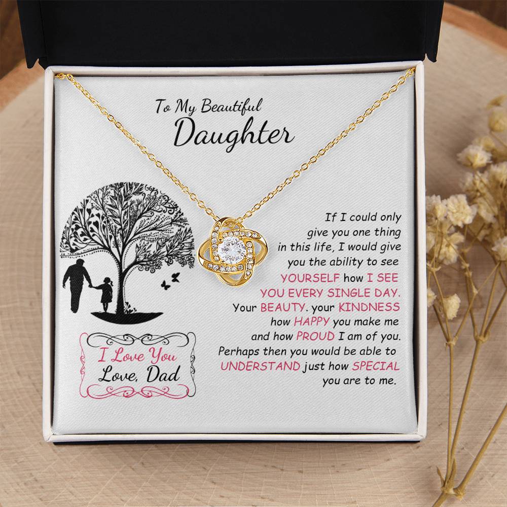 To My Beautiful Daughter Necklace Birthday Necklace For Girl Graduation Gifts For Her High School College Handmade Jewelry For Da Love Knot Necklace