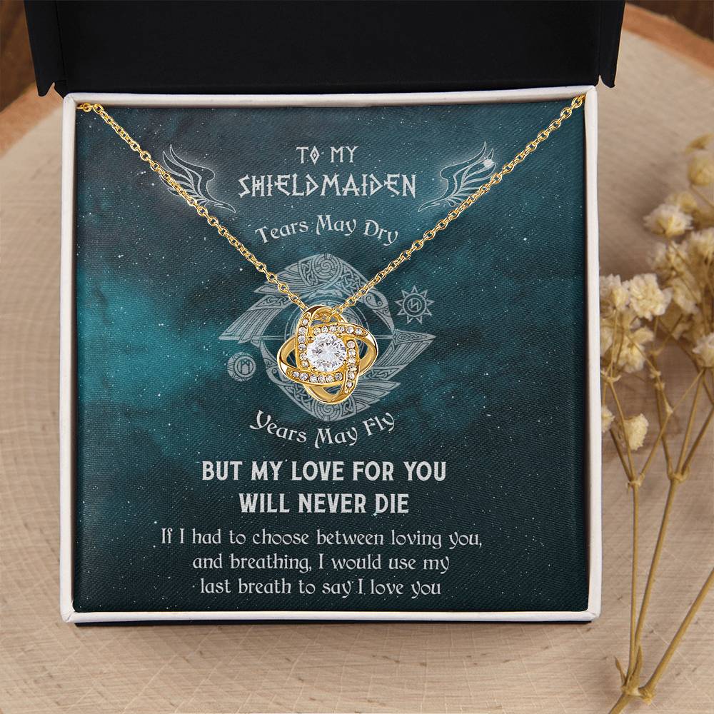 To My Shieldmaiden Knot Necklace - Norseman - Viking - Gift For Wife - Mythology Love Knot Necklace