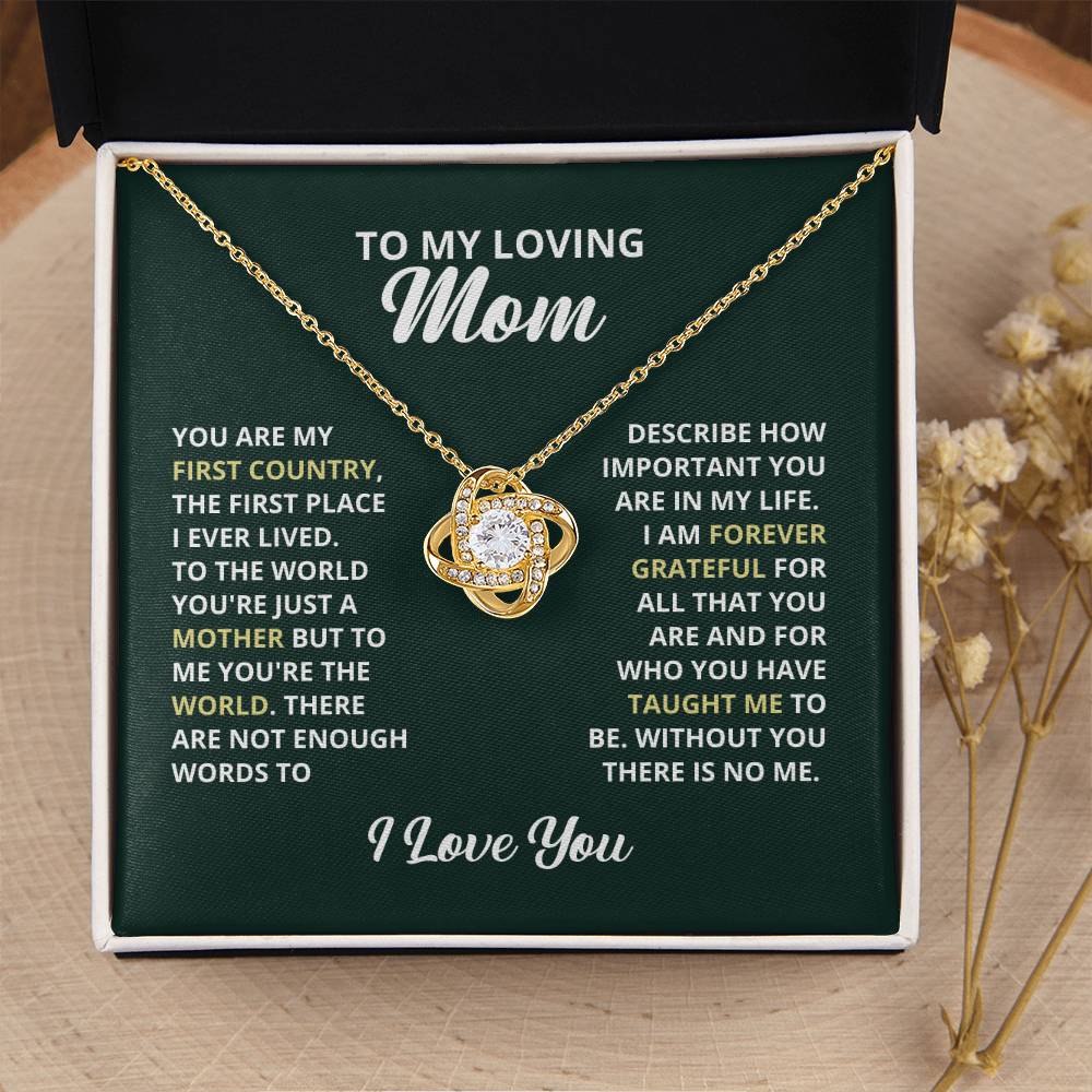 To My Loving Mom Necklace. Gift For Mom Mom Birthday Gift Mother's Day Gift Love Knot Necklace