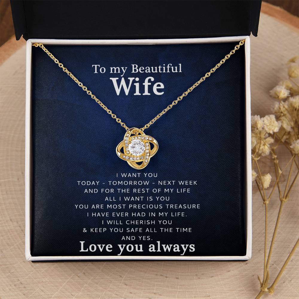 To My Wife - Love You  Love Knot Necklace