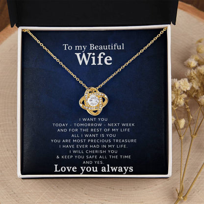 To My Wife - Love You  Love Knot Necklace