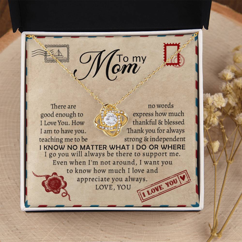 Gift To Mother Love Knot Mother&#39;S Day Gift Necklace Gift For Mother Mother Gift From Daughter Mother Gift From Son Mother Messag Love Knot Necklace