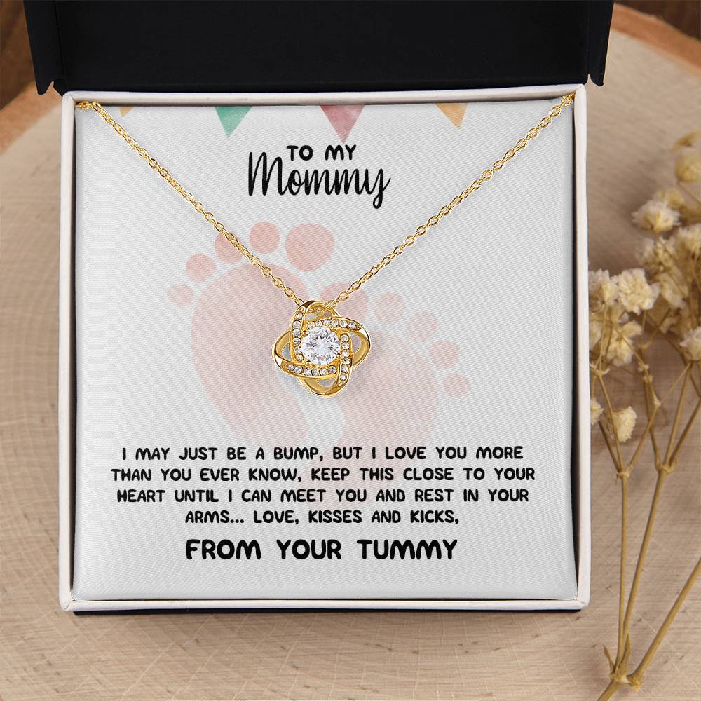 To My Mommy Necklace For Her Baby Shower Gift Love From Baby Bump Expecting Mother Pendant First Time Mom New Mommy Gif Love Knot Necklace