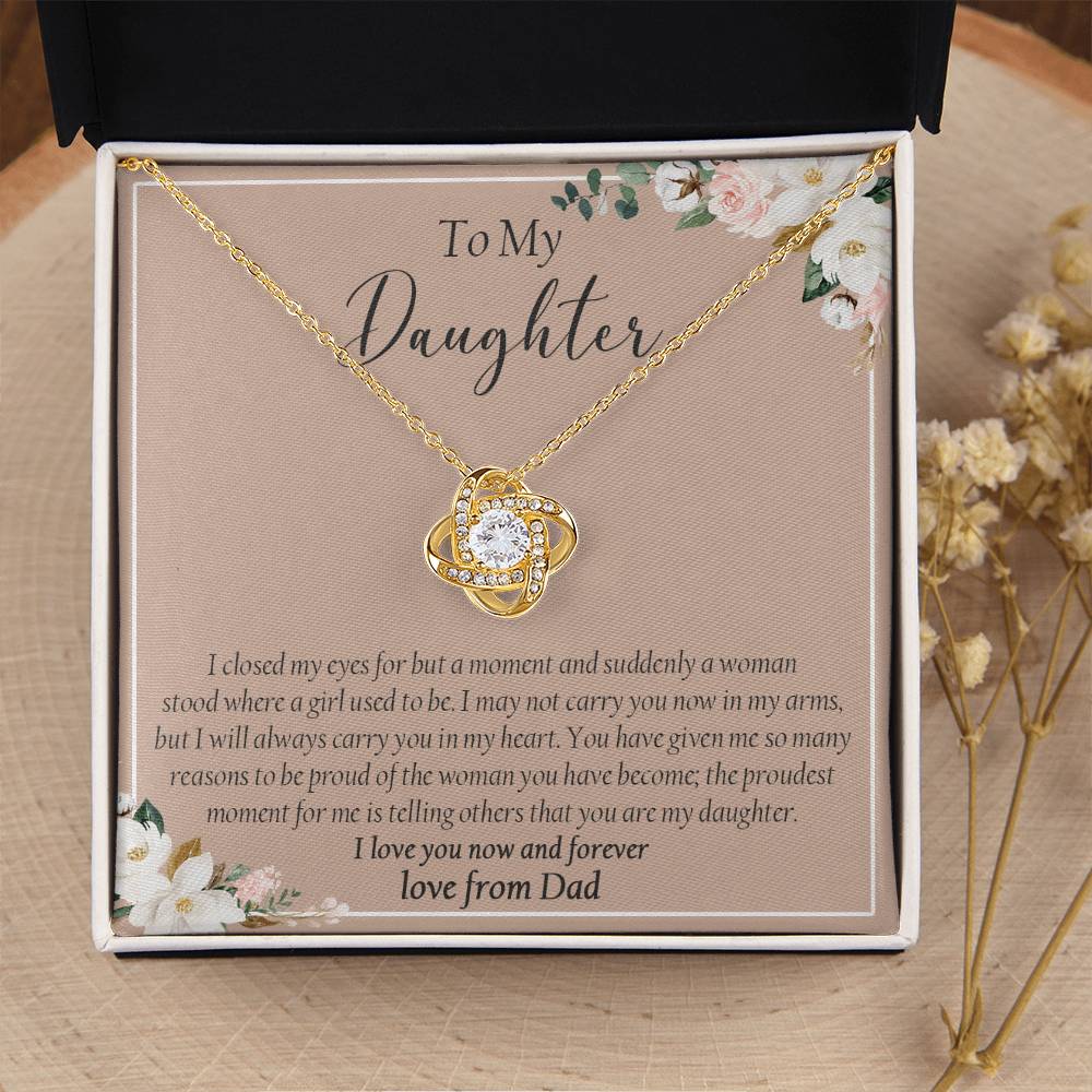 To My Daughter Necklace Gift For Daughter From Dad Daughter Birthday Graduation Gift Love Knot Necklace