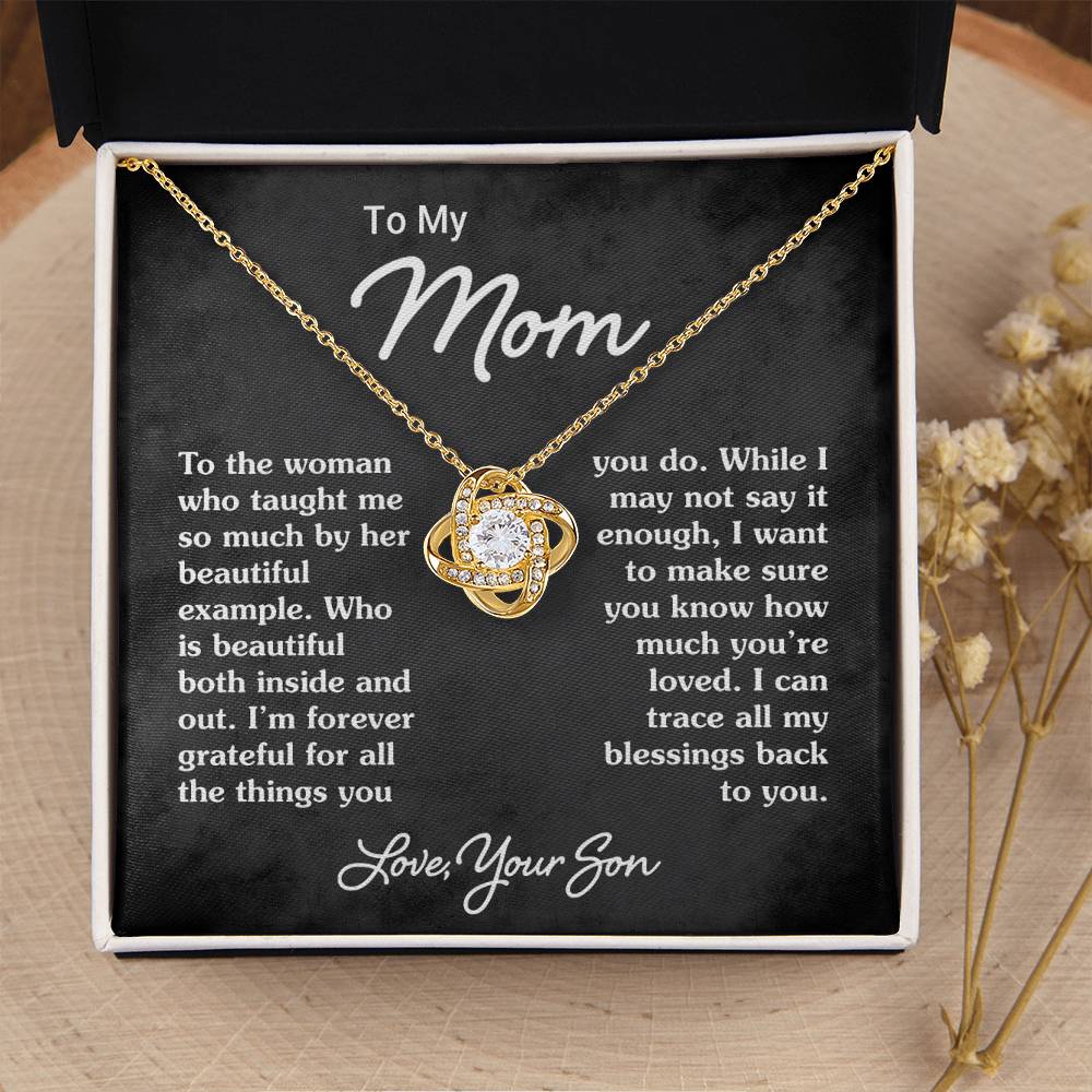 To My Mom - Heart Melt Message Love Knot Necklace 1 Love Knot Necklace