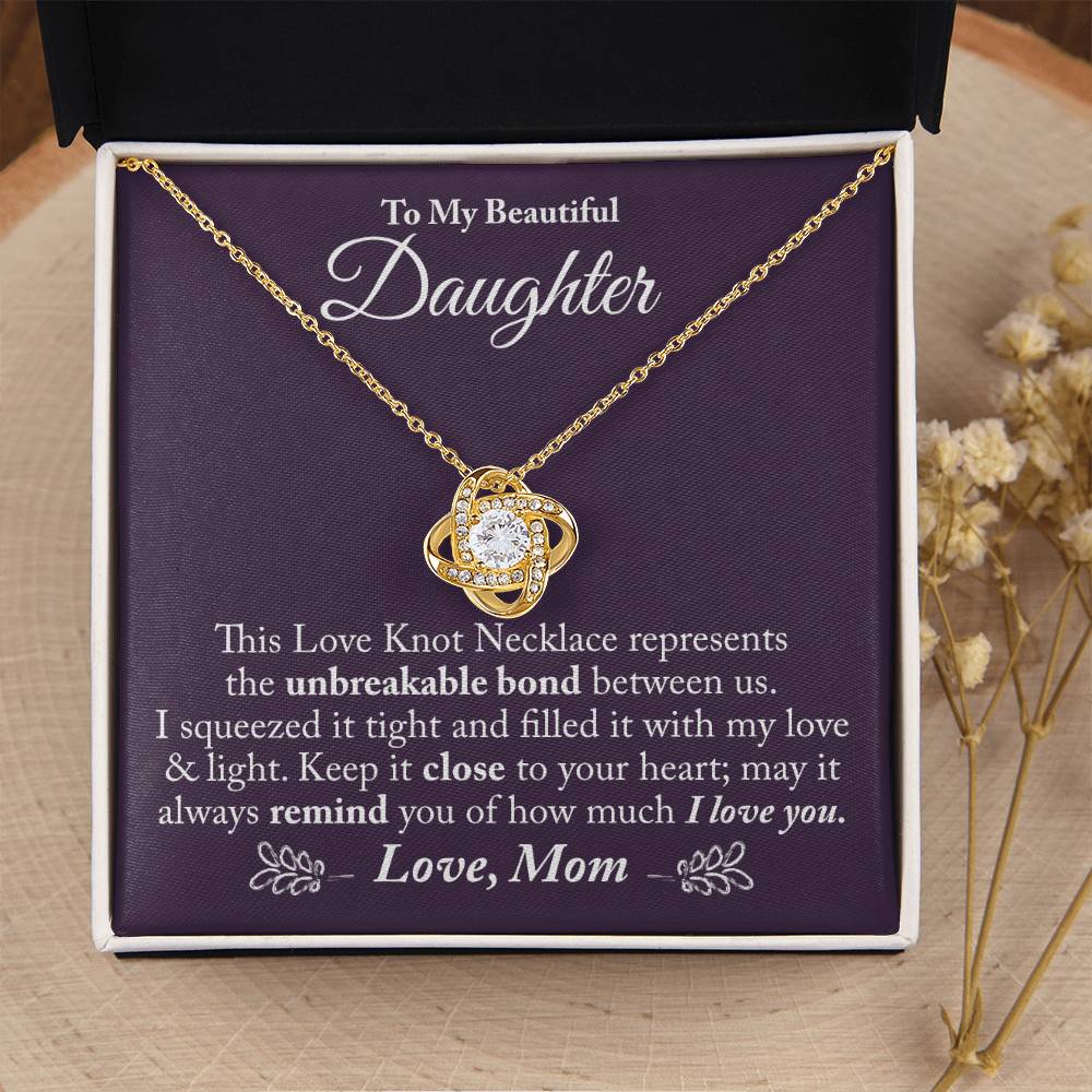 To My Beautiful Daughter - The Love Knot Necklace Love Knot Necklace