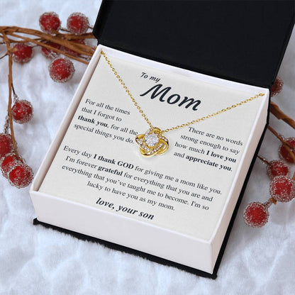 To My Mom - Thank You - Love Knot Necklace Love Knot Necklace