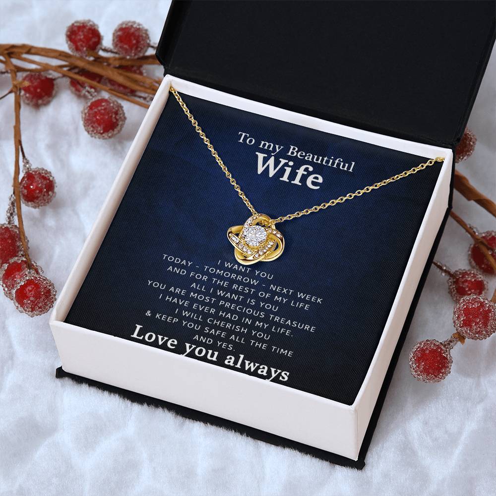 To My Wife - Love You  Love Knot Necklace
