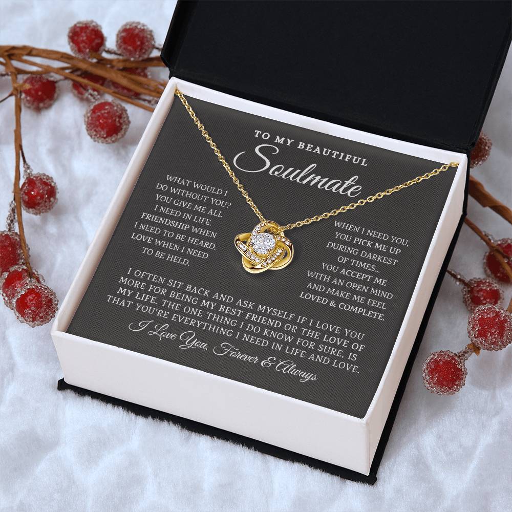 To My Beautiful Soulmate Necklace Gift For Girlfriend Anniversary Birthday Gift Sentimental Gift Love Knot Necklace